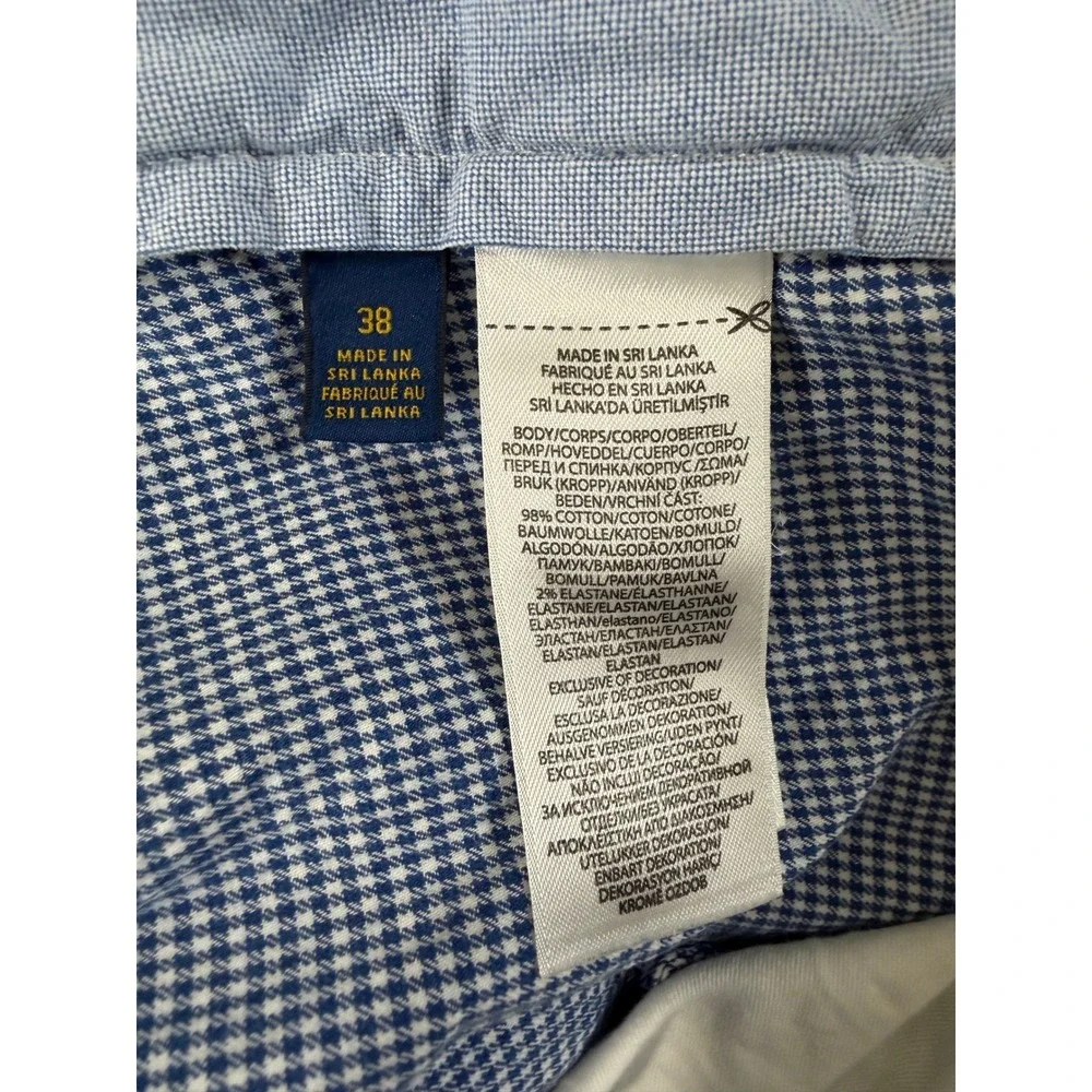 Polo Ralph Lauren shorts men 38 Blue Stretch Classic Plaid Check Houndstooth EUC